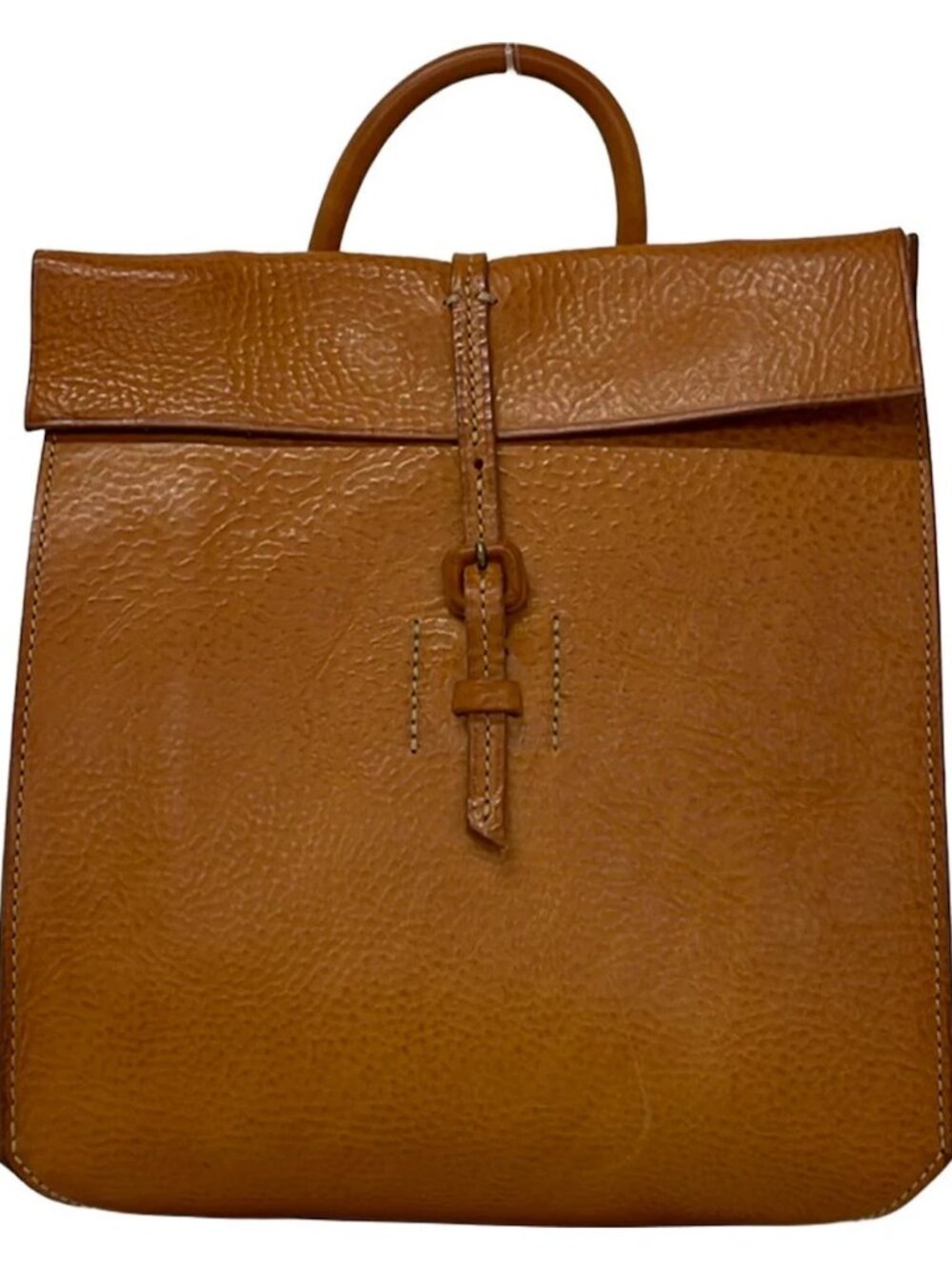 genten Brown Leather Backpack